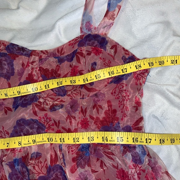 Lulus organza Dress in Pink and Purple magenta floral print bustier dress xl NWT - Picture 10 of 10